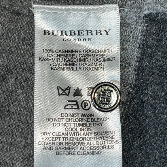 BURBERRY LONDON 100% CASHMERE GRAY ARGYLE SHORT SLEEVE POPOVER SWEATER - EUC - L - Picture 10 of 11